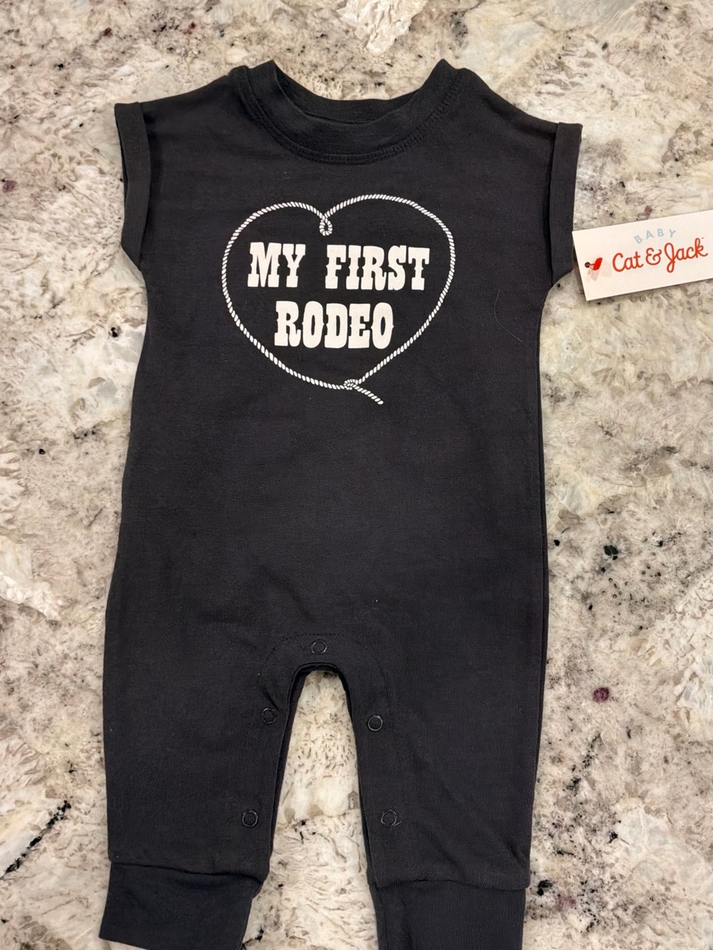 Cat & Jack Black "My First Rodeo" Infant One-Piece